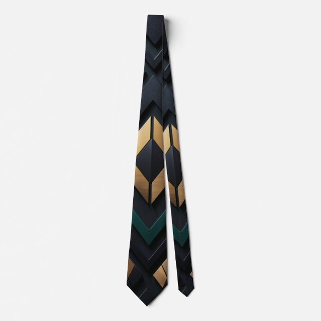 Timeless Power - negro carbón, verde, dorado Krawatte (Vorderseite)