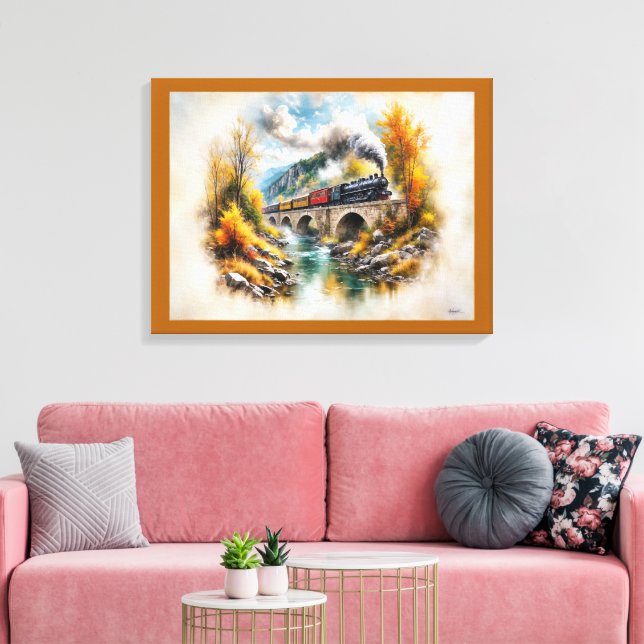 Timeless Railway Escape / Picturesque Fall Scenery Leinwanddruck (Insitu (Wohnzimmer))