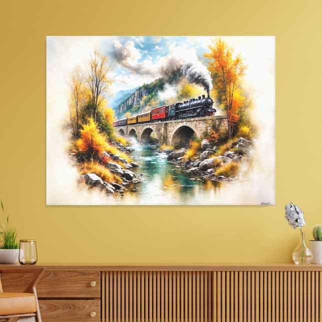 Timeless Railway Escape / Picturesque Fall Scenery Leinwanddruck (Insitu (Wohnzimmer))