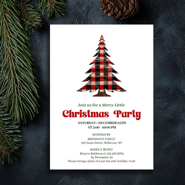 Timeless Red Black Plaid Christmas Celebration Einladung (Timeless Red Black Plaid Christmas Celebration Invitation)