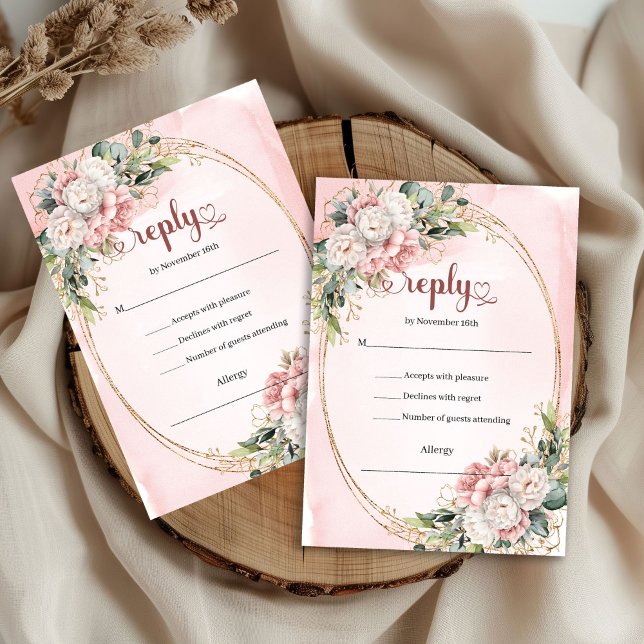 Timeless Rose Gold Dusty Pink Wedding RSVP Card Karte (Timeless Rose Gold Dusty Pink Wedding RSVP Card

)