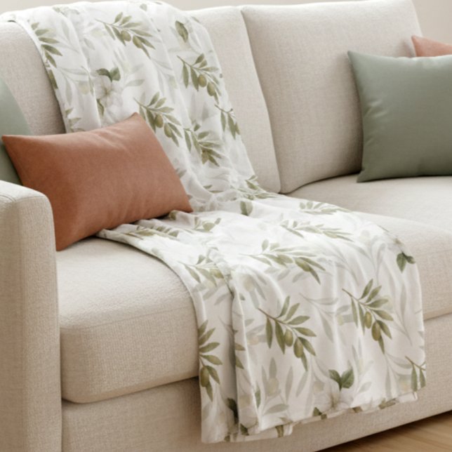 Timeless Sage Olive Watercolor Chic  Fleecedecke (Von Creator hochgeladen)