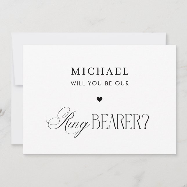 Timeless Script Elegant Ring Bearer Proposal Card Einladung (Vorderseite)