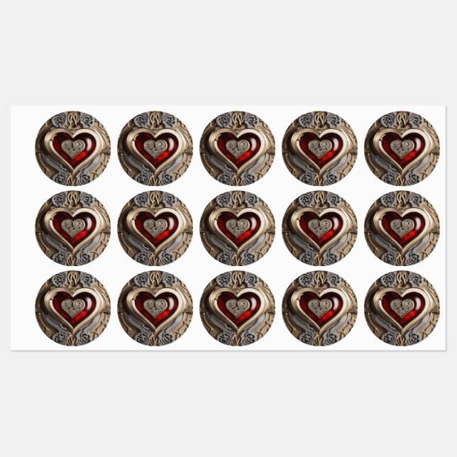 Timeless Steampunk Heart of Love Etiketten (Blatt)