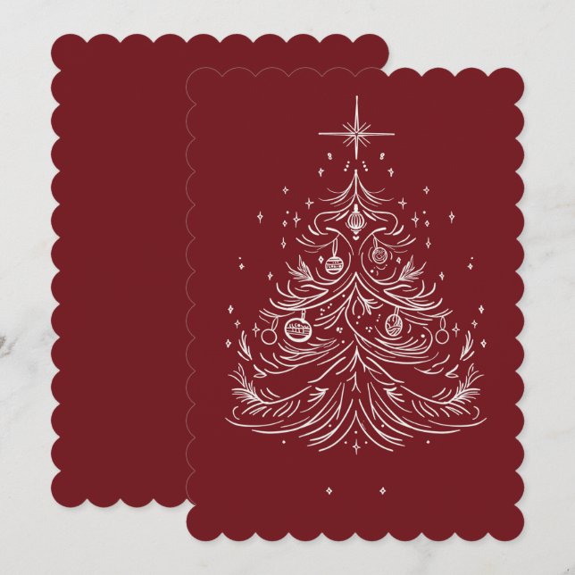 Timeless Tree Holiday Card | Hintergrund Burgund (Vorne/Hinten)