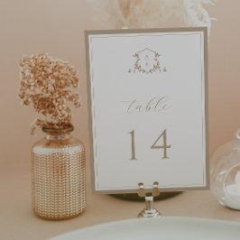 Timeless Vines Beige Crest Table Number Programm