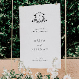 Timeless Vines Black Wedding Crest Welcome
