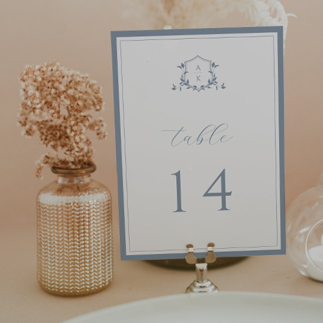 Timeless Vines Dusty Blue Crest Table Number Programm (Von Creator hochgeladen)