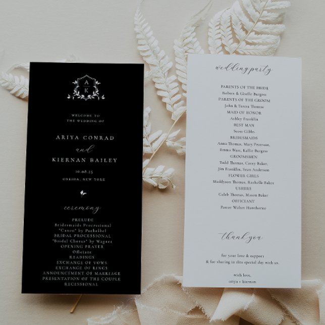 Timeless Vines Monogram Crest Black Program Programm (Von Creator hochgeladen)