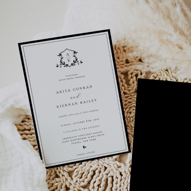 Timeless Vines Monogram Wedding Crest Einladung (Von Creator hochgeladen)