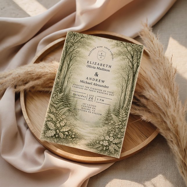 Timeless Woodland Forest Wedding Einladung (Von Creator hochgeladen)