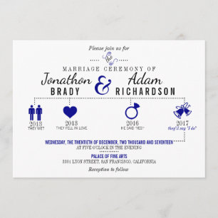 Timeline Dark Blue Hochzeit Einladung