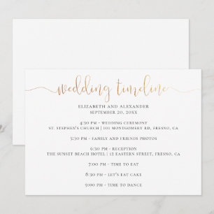 Timeline-Skript für Hochzeiten. Einfache Kalligrap Einladung