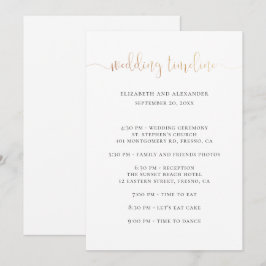 Timeline-Skript für Hochzeiten. Einfache Kalligrap Einladung