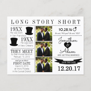 Timeline Top Hat Save the Date Post Card Ankündigungspostkarte