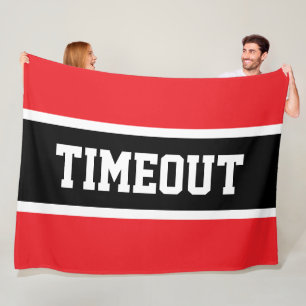 TIMEOUT Spaß Sportlich Helles Rot Weiß Schwarz Str Fleecedecke