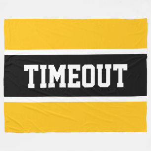 TIMEOUT Sportlich Hellorange Weiß Schwarz Streifen Fleecedecke