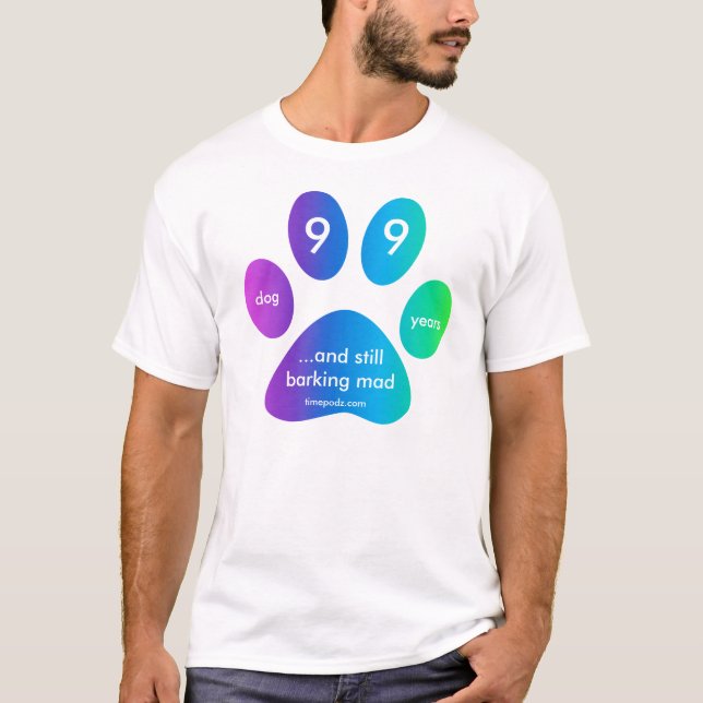 timepodz Regenbogen-Hundejahre - 99 T-Shirt (Vorderseite)