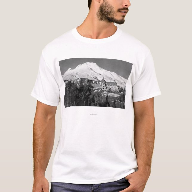 Timerline Häuschen und Mt.-Hauben-Fotografie T-Shirt (Vorderseite)