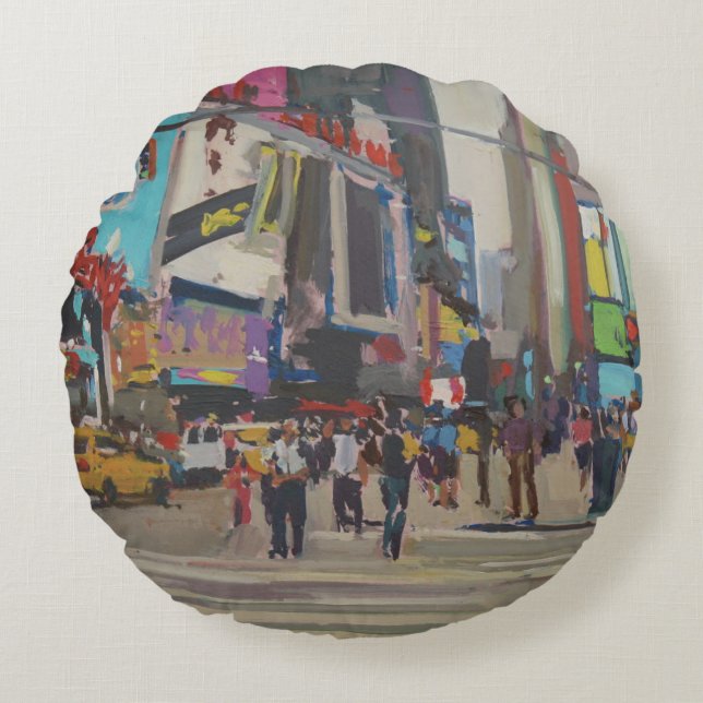 Times Square 2012 Rundes Kissen (Vorderseite)