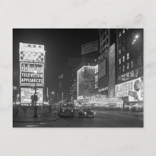 Times Square bei Nacht, 1953 Postkarte