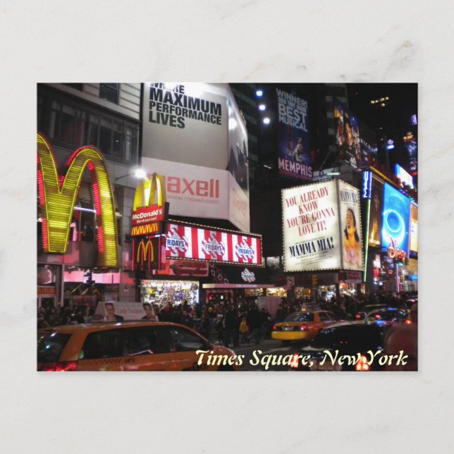 Times Square nach Nachtpostkarte Postkarte (Vorderseite)