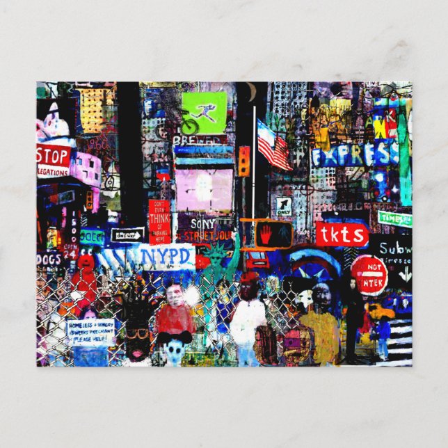 Times Square nachts Postkarte (Vorderseite)