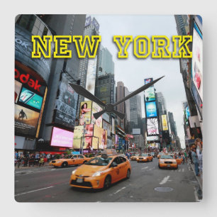 Times Square New York City USA Quadratische Wanduhr