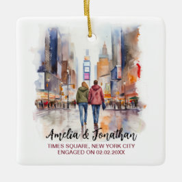 Times Square New York Watercolor Reisen Art Keramikornament