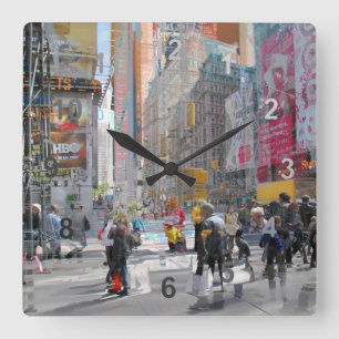 Times Square NY. Quadratische Wanduhr