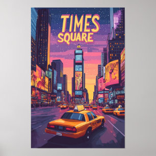 Times Square NYC Kunst Vintage Illustration Reise Poster