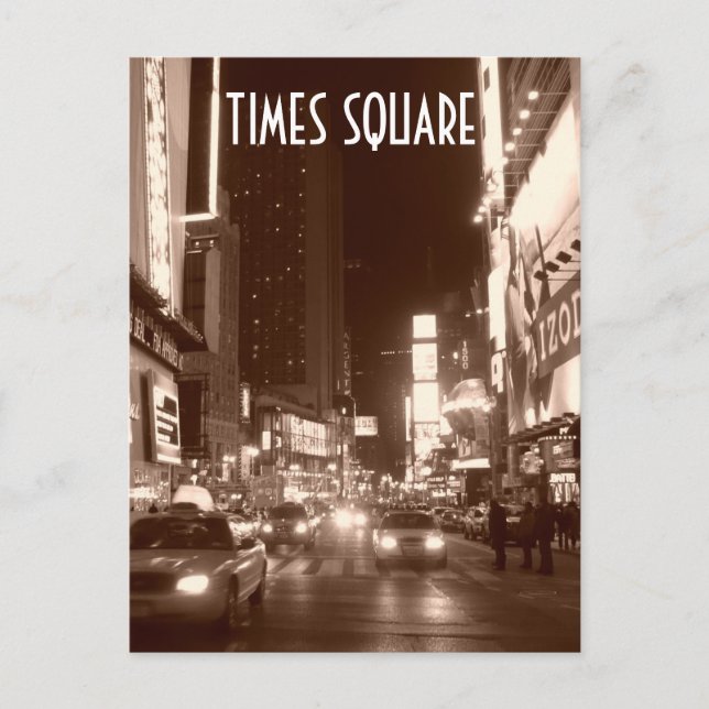 Times Square (Sepia) Postkarte (Vorderseite)
