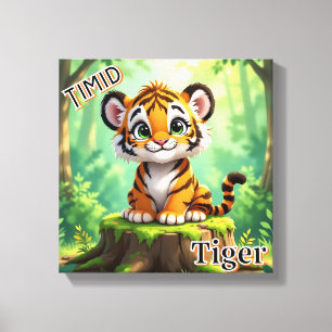 Timid Tiger Niedlicher Cartoon Kids Kinderzimmer Leinwanddruck