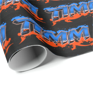 Timm Vorname Name Graffiti blue orange Geschenkpapier