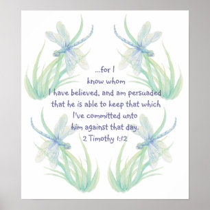 Timothy Watercolor Dragonfly Scripture Poster