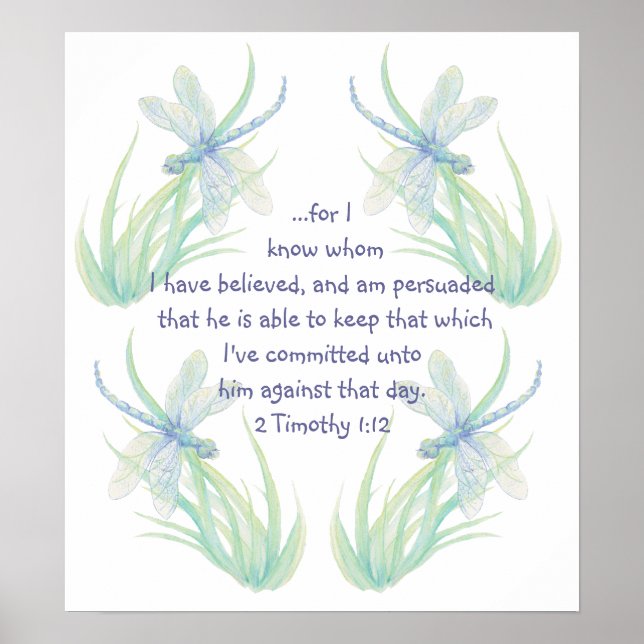 Timothy Watercolor Dragonfly Scripture Poster (Vorne)