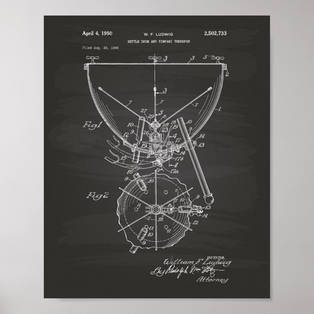 Timpani 1950 Patent Art - Chalkboard Poster (Vorne)