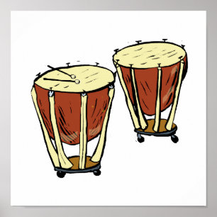 Timpani zwei mit Holzhammer-Grafik-Bild Poster