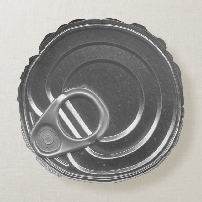 Tin Can Lid Grau Kissen Humorvoll (Vorderseite)