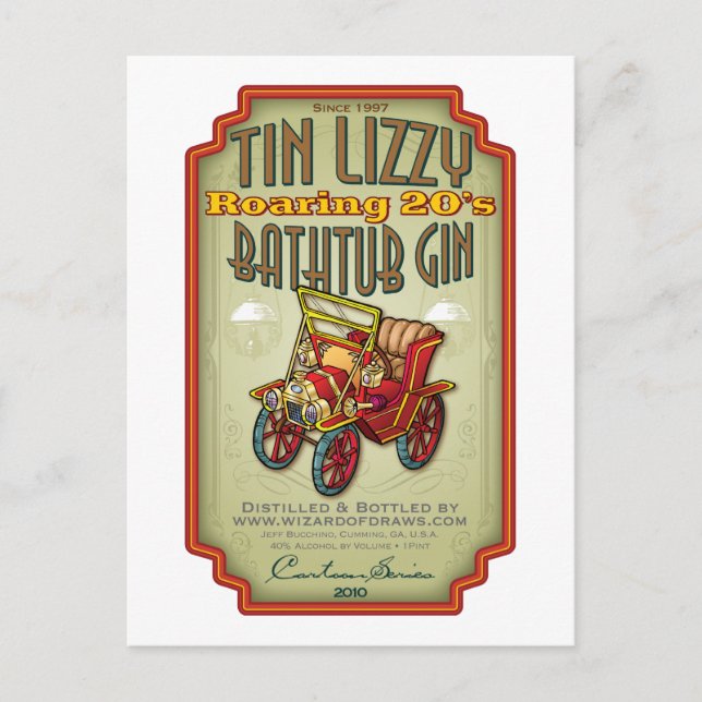Tin Lizzy Bathtub Gin Postkarte (Vorderseite)
