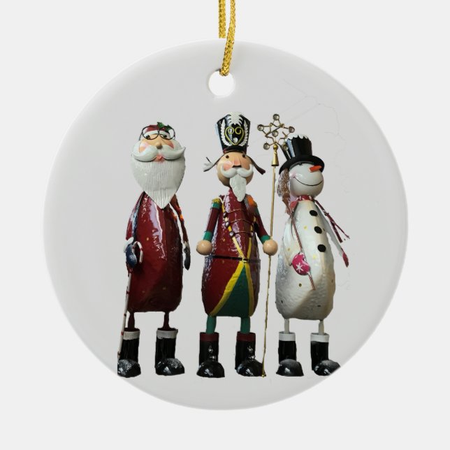 Tin Santa, Soldier und Snowman Keramik Ornament (Vorne)