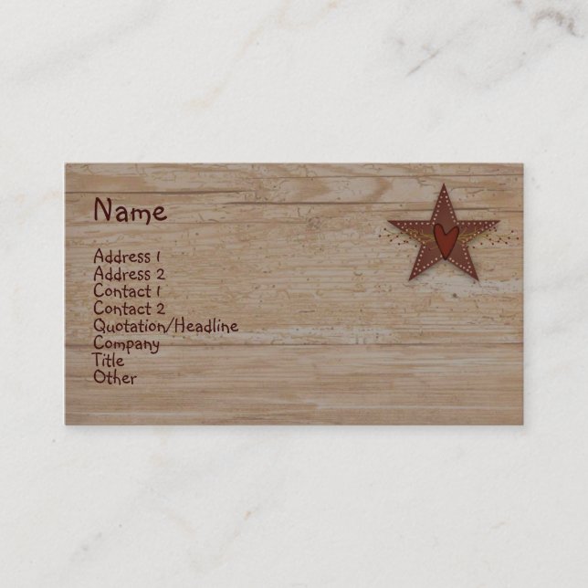 Tin Star Business Card Visitenkarte (Vorderseite)