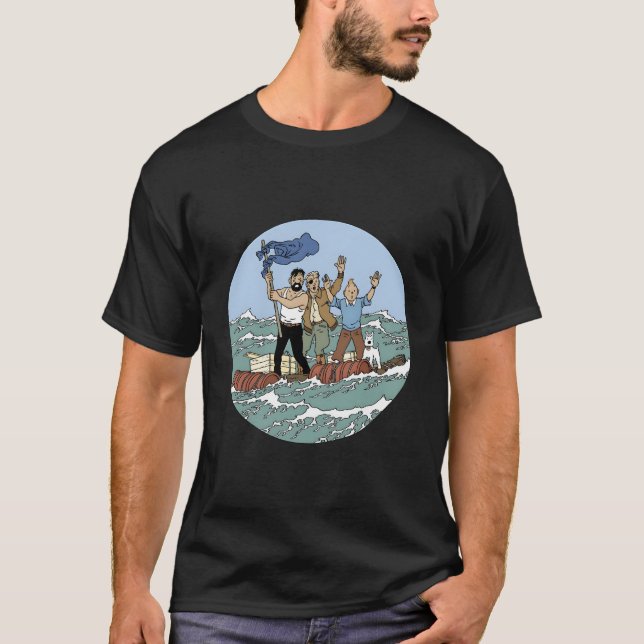 Tin-Tin-Sea-Abenteuer mit Captain Haddock T-Shirt (Vorderseite)
