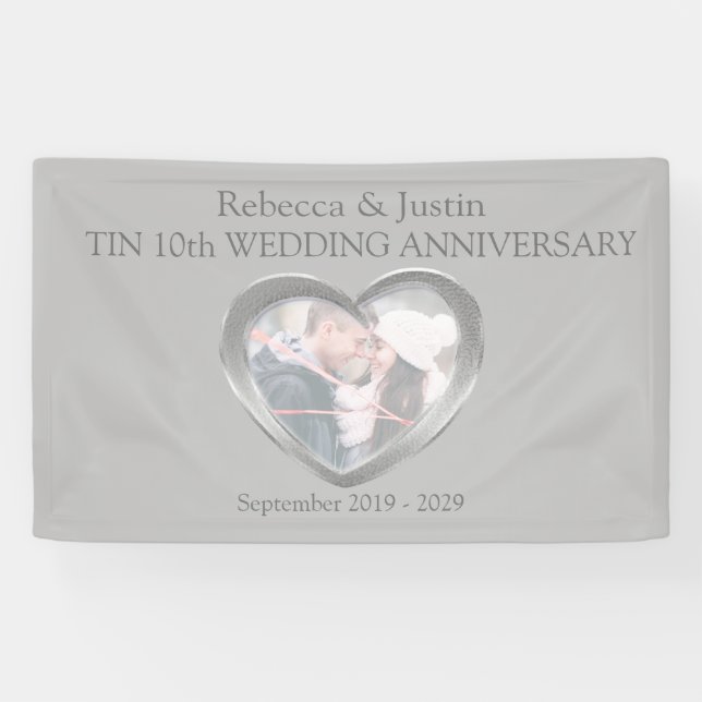 Tin Wedding-Jubiläumsherz-Foto Banner (Horizontal)