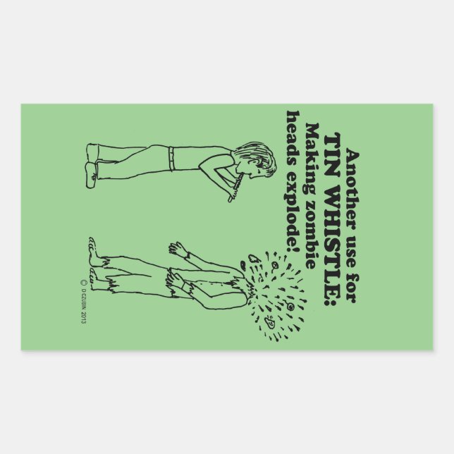 Tin Whistle Zombie Explode rechteckige Aufkleber (Vorderseite)