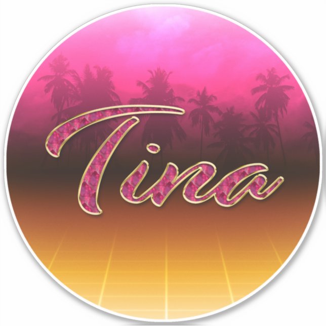 Tina Prénom Golden Pink Autocollants (Devant)