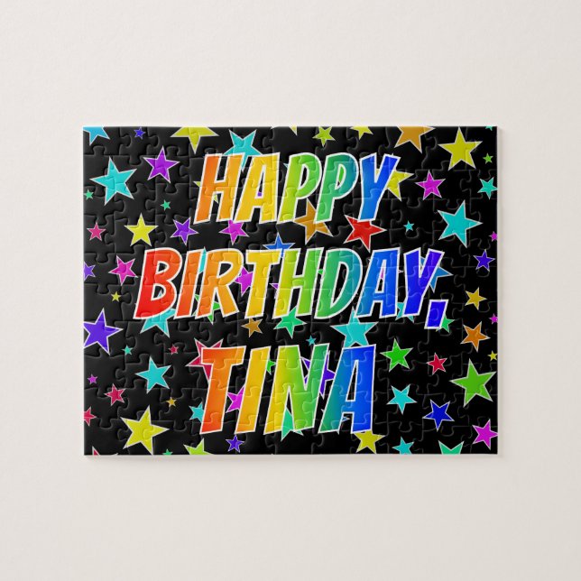 "TINA" Vorname, Spaß "GLÜCKLICHER GEBURTSTAG" (Horizontal)