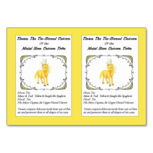 Tinam, die Zinn-Horned Unicorn Trading Card- Tischnummer