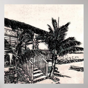 Tina's Beach Shack, Long Island, Bahamas Poster