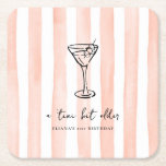 Tini Bit Ältere Personalisierte Geburtstagsparty Rechteckiger Pappuntersetzer<br><div class="desc">Mit diesen personalisierten Geburtstagsparty-Untersetzer mit einem handgezeichnet Martini-Glas auf einem kuschelfarbenen Cabana-Streifen-Hintergrund fügen Sie Ihrem Fest eine stilvolle Touch hinzu. Sie sind für eine Geburtstagsparty "Tini Bit Older" konzipiert und können mit beliebigen Texten, Farben und Schriftart an Ihr Dekor angepasst werden. Diese Untersetzer sind perfekt geeignet für Geburtstage oder andere...</div>